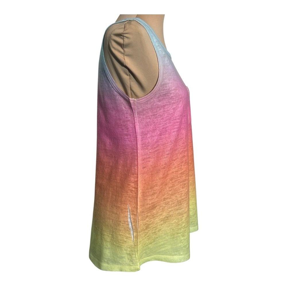 Promesa Ombre Dip Dye Tank Top - Size S, Blue/Pink/Orange/Yellow - Picture 4 of 10